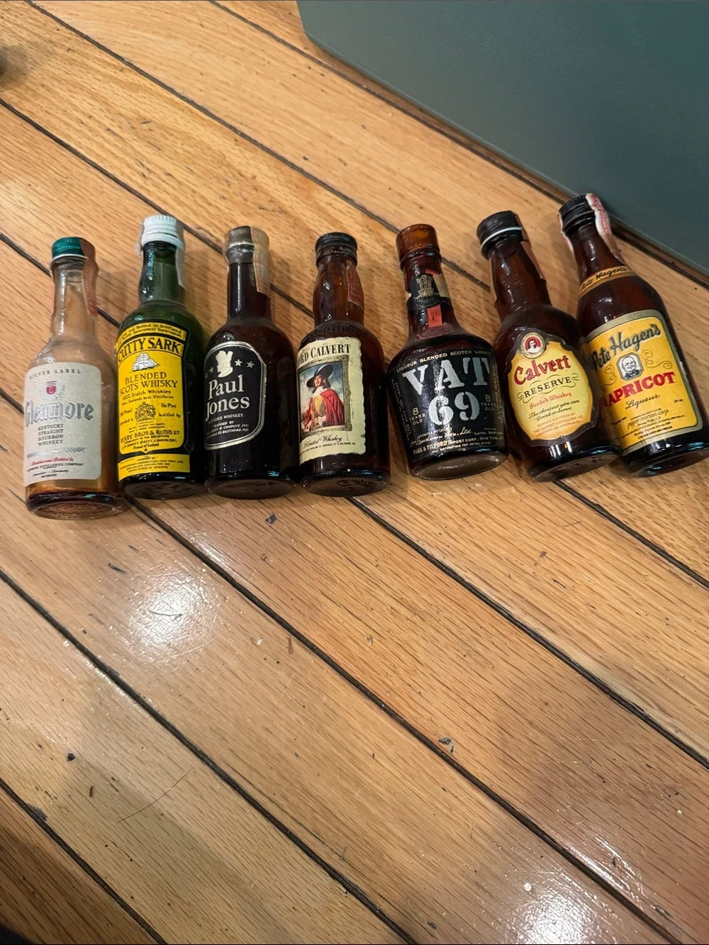 Assorted empty Vintage whiskey Miniature Bottle Set - Brown Amber Bottles